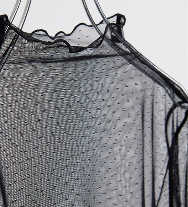 BELLUNA（ベルーナ）の「【低身長さん向け】ドット柄チュールインナー（カットソー）」｜詳細画像