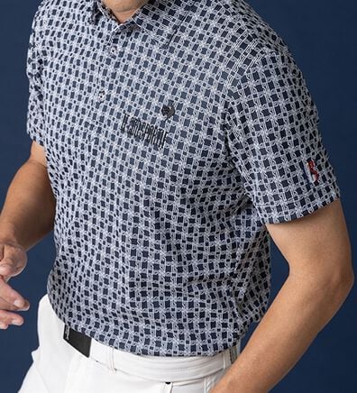 「＜ルコックスポルティフ＞モノグラム柄ジャカード半袖シャツ（メンズゴルフウェア）」