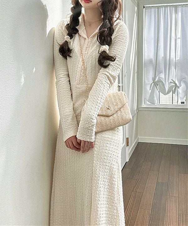 GeeRA（ジーラ）の「ポロ衿表面感素材マーメイドワンピース（カットソーワンピース）」｜詳細画像