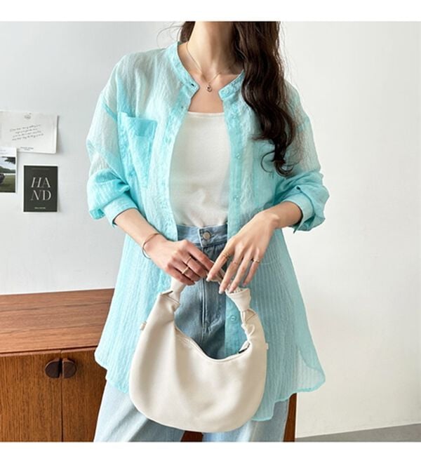 GeeRA（ジーラ）の「シアー素材ストライプマルチウェイシャツ（シャツ）」｜詳細画像