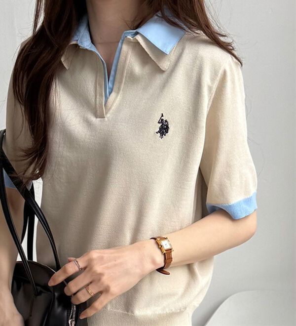 GeeRA（ジーラ）の「【ＵＳ．ＰＯＬＯ．ＡＳＳＮ】衿付ポロニットトップス（ニット・セーター）」｜詳細画像