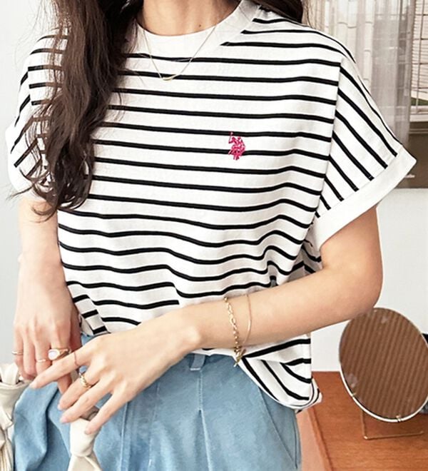 GeeRA（ジーラ）の「【新色追加】【ＵＳ．ＰＯＬＯ．ＡＳＳＮ】綿100％フレンチスリーブＴシャツ（Tシャツ）」｜詳細画像