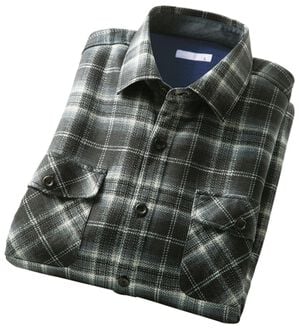 「のびのび暖か裏フリースシャツ（メンズシャツ）」｜ブラック