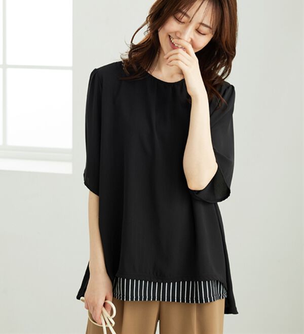 BELLUNA（ベルーナ）の「シフォン重ねレイヤードチュニック（チュニック）」｜詳細画像