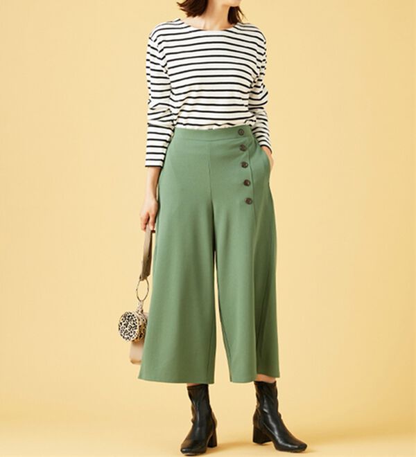 BELLUNA（ベルーナ）の「ジョーゼット素材サイドボタンワイドパンツ（ワイドパンツ・ガウチョ）」｜詳細画像