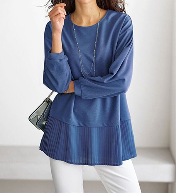 BELLUNA（ベルーナ）の「かのこ素材裾プリーツプルオーバー（カットソー）」｜ライラック