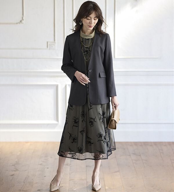 BELLUNA（ベルーナ）の「＜楽スタフィット＞ノーカラージャケット（ノーカラージャケット）」｜詳細画像