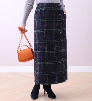 BELLUNA（ベルーナ）の「ツイード調ボタンデザインスカート（ロングスカート）」｜詳細画像