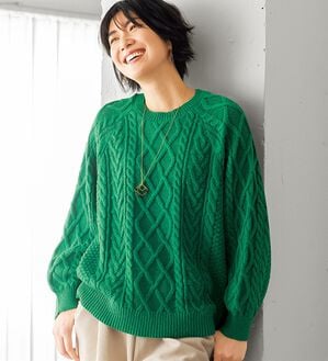 BELLUNA（ベルーナ）の「大人のケーブル柄ニットプルオーバー（ニット・セーター）」｜詳細画像