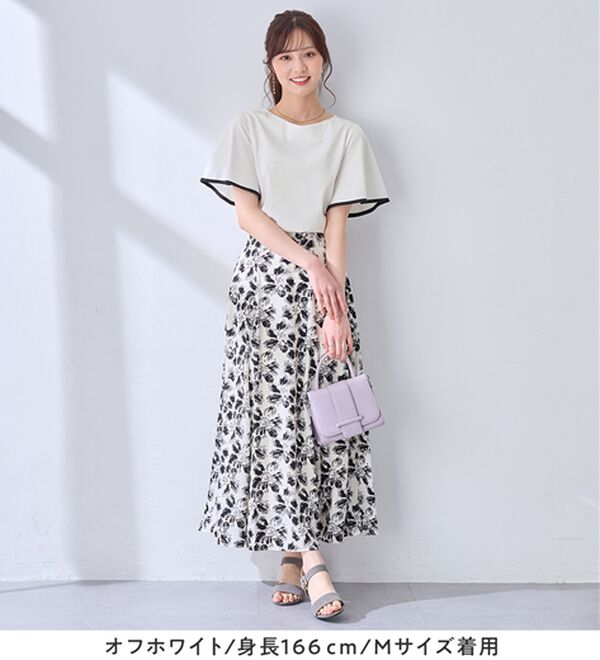 alotta（アロッタ）の「【接触冷感】配色フレアスリーブトップス（カットソー）」｜詳細画像