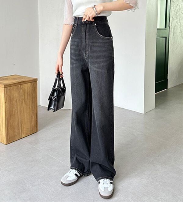 GeeRA（ジーラ）の「ハイウエストストレートデニム（ワイドパンツ・ガウチョ）」｜詳細画像