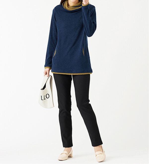 BELLUNA（ベルーナ）の「ウエストらくらく！ふっくら裏起毛ストレッチパンツ（フルレングスパンツ）」｜詳細画像