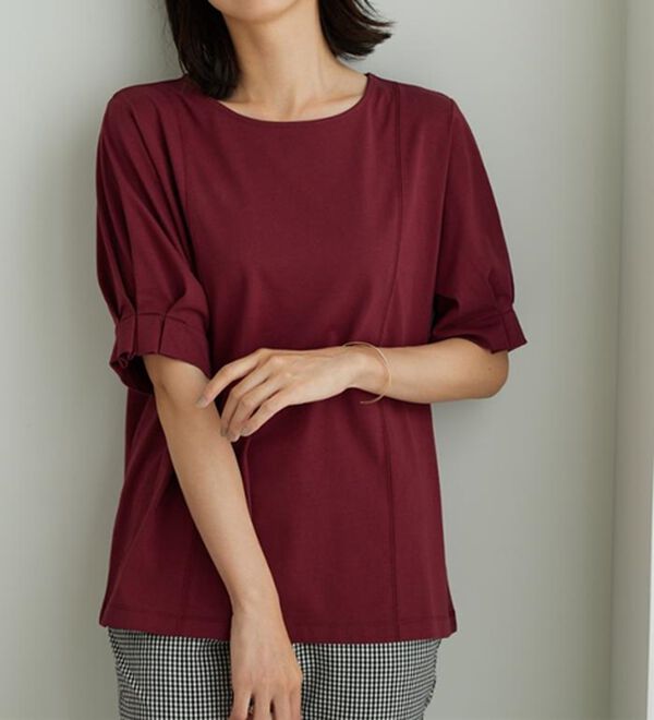 BELLUNA（ベルーナ）の「ヒンヤリ！袖タックデザインプルオーバー（カットソー）」｜詳細画像