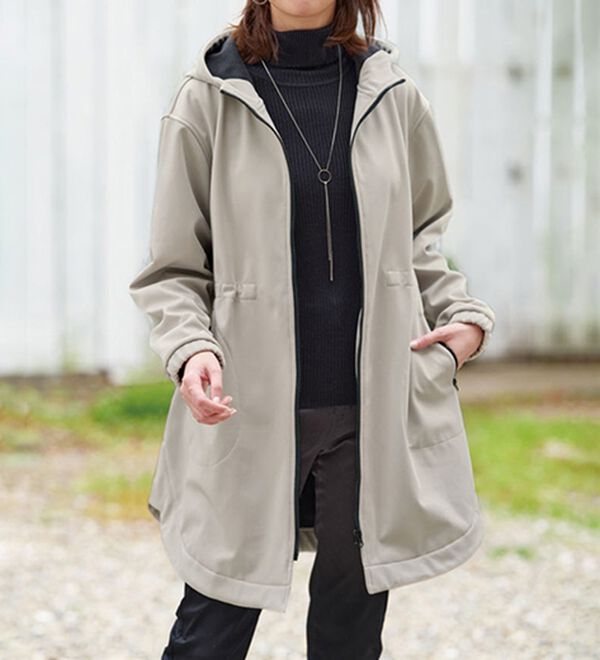 BELLUNA（ベルーナ）の「防風裏フリース配色ジャケット（ハーフコート）」｜ライトグレー