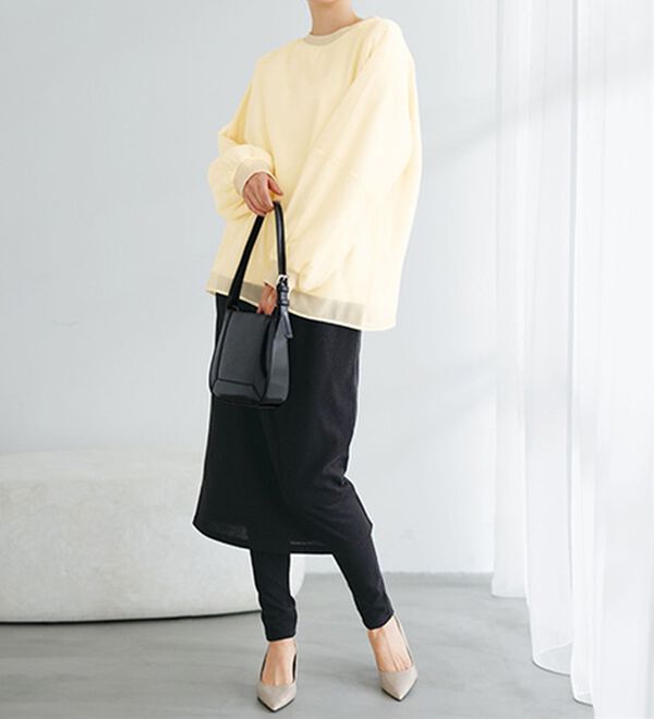 RANAN（ラナン）の「裏起毛シアー素材レイヤードスウェット（カットソー）」｜詳細画像