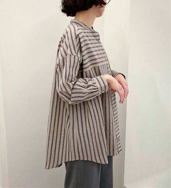 BELLUNA（ベルーナ）の「綿麻素材クレイジーデザインシャツ（チュニック）」｜詳細画像