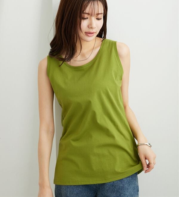 BELLUNA（ベルーナ）の「ヒンヤリ！綿１００％サマ見えタンクトップ（タンクトップ・キャミソール）」｜詳細画像