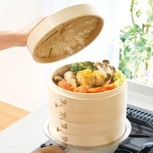 「せいろ２１ｃｍ２段ステンレス受け台付（調理器具）」｜詳細画像