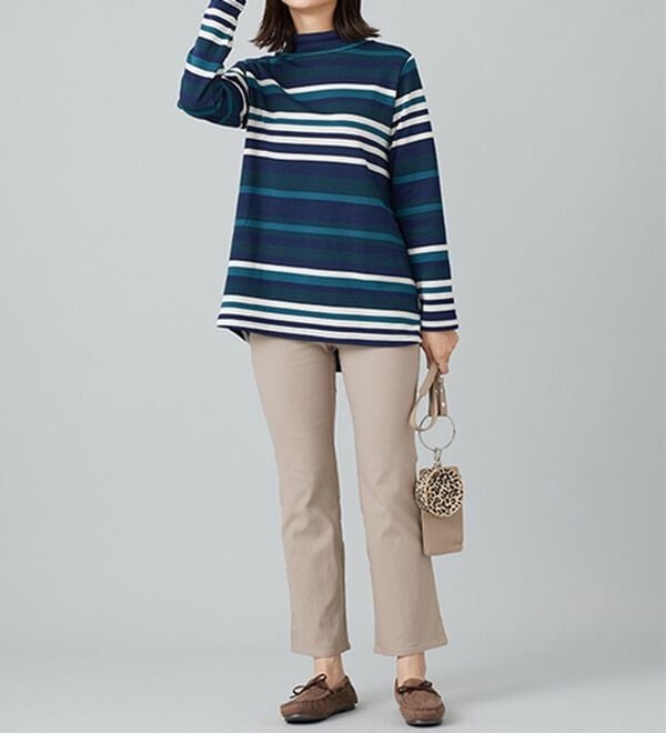 BELLUNA（ベルーナ）の「【選べる裏起毛】静電気防止！ヘリンボーンブーツカットパンツ（フルレングスパンツ）」｜詳細画像