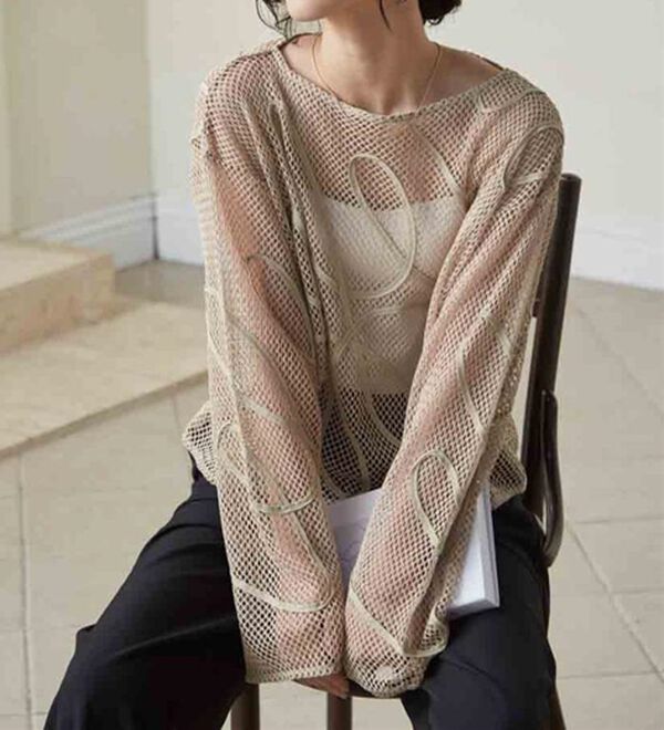 RANAN（ラナン）の「コード刺繍シアーメッシュTシャツ（カットソー）」｜詳細画像