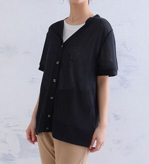 A HAPPY MARILYN（アハッピーマリリン）の「【Ｌ～５Ｌ】長袖・七分袖・半袖　シンプル　カーディガン（ニットカーディガン）」｜ブラック