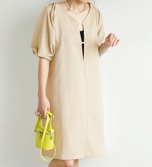 GeeRA（ジーラ）の「前後２ＷＡＹデザインミニワンピース（その他ワンピース）」｜ベージュ