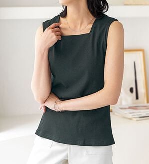 BELLUNA（ベルーナ）の「綿１００％抗菌防臭機能付リブタンクトップ（タンクトップ・キャミソール）」｜詳細画像