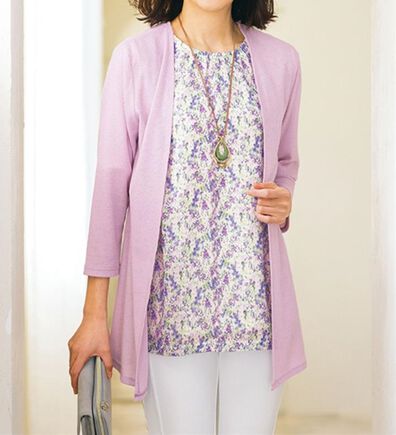 ルフラン（ルフラン）の「小花柄トップスカーディガンアンサンブル（アンサンブル）」