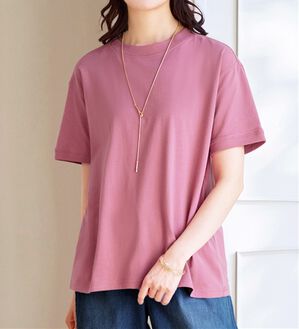 BELLUNA（ベルーナ）の「綿１００％大人顔サマ見えＴシャツ（Tシャツ）」｜ピンク