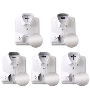 「【５枚セット】品質自慢！形態安定メンズワイシャツ（メンズワイシャツ）」｜ホワイト系5枚セット