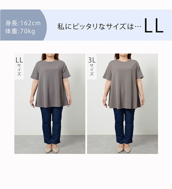 BELLUNA（ベルーナ）の「ひんやり！ポコポコエンボス素材－３ｋｇ見えチュニック（チュニック）」｜詳細画像