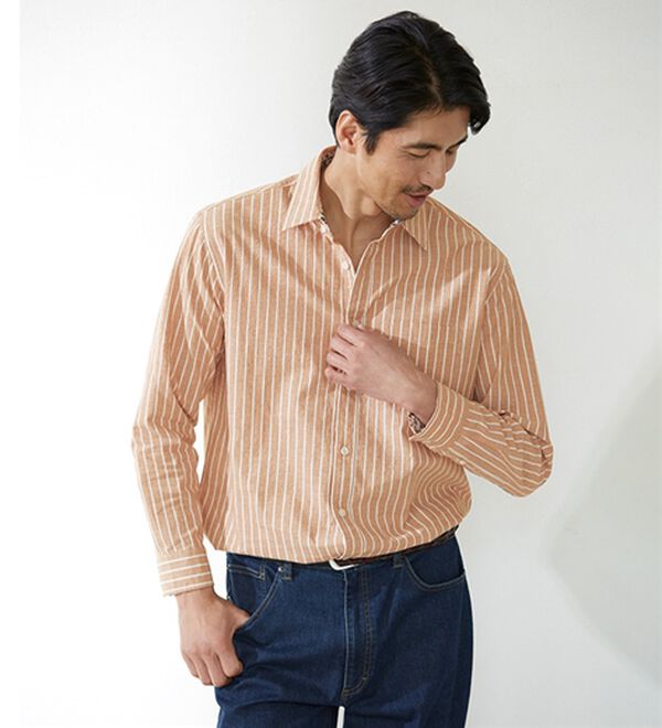 「フレンチリネンブレンドカジュアルシャツ（メンズシャツ）」｜詳細画像