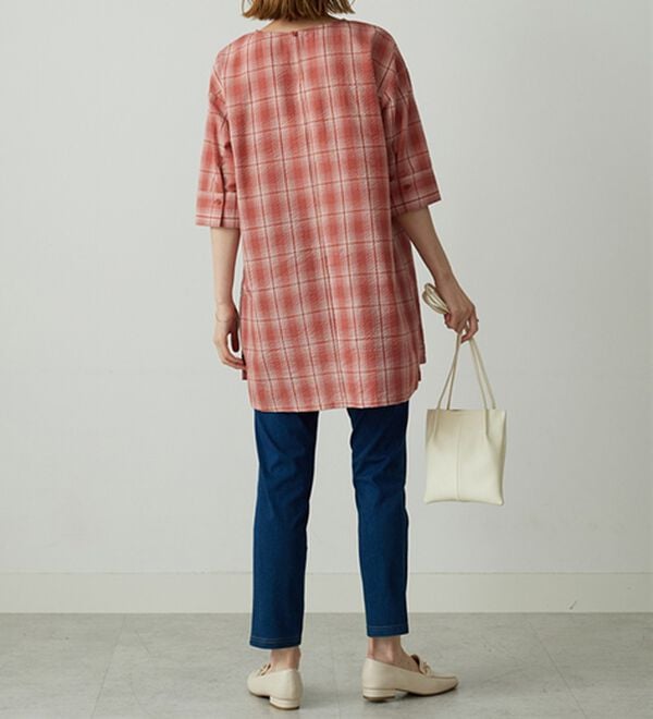 BELLUNA（ベルーナ）の「サッカー素材チェック柄チュニック（チュニック）」｜詳細画像