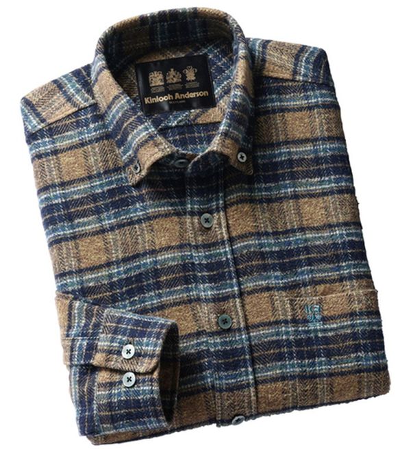 「＜キンロック＞日本製コットンツイード柔らかシャツ（メンズシャツ）」｜ブラウン系