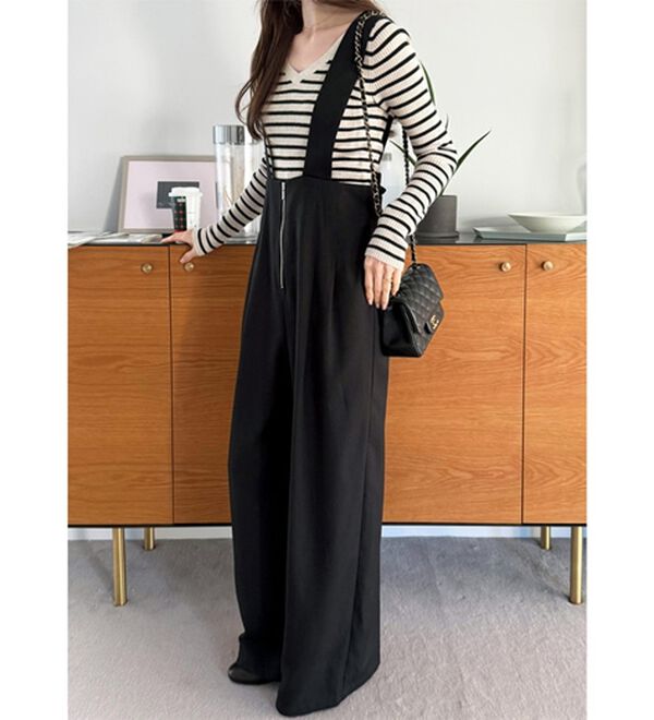 GeeRA（ジーラ）の「フロントジップハイウエストサロペット（オールインワン）」｜詳細画像