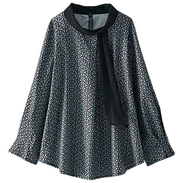 BELLUNA（ベルーナ）の「プリントボウタイブラウス（ブラウス）」｜モノトーン幾何柄