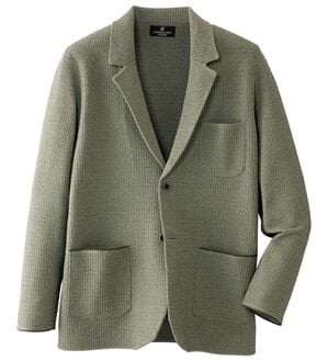 「＜コムルヴァン・オム＞ワッフル編みテーラードカーディガン（メンズカーディガン）」｜カーキ