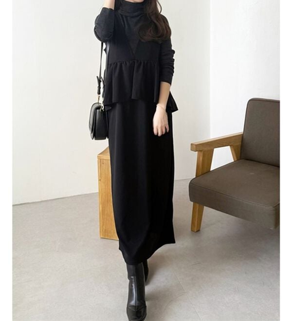 GeeRA（ジーラ）の「【再入荷】楽ちん！ペプラムジャンパースカート（ジャンパースカート）」｜詳細画像