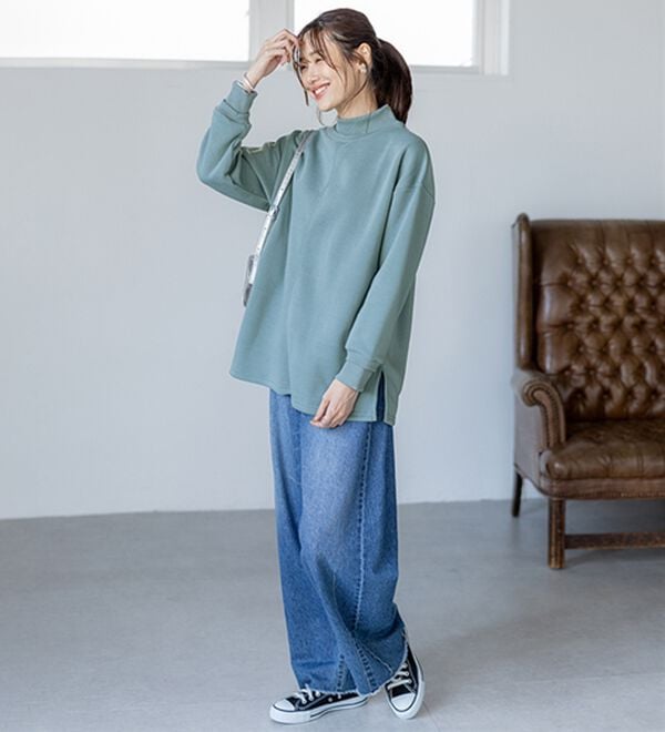 BELLUNA（ベルーナ）の「リブ使いがかわいい裏起毛トレーナー（チュニック）」｜詳細画像