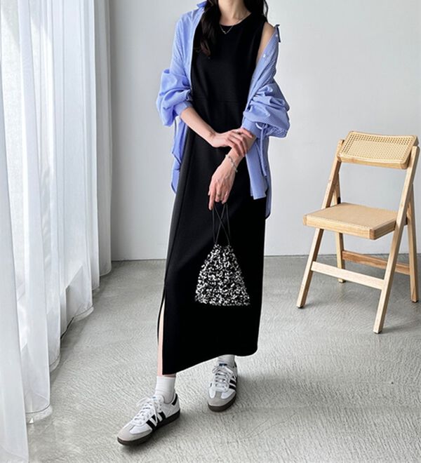 GeeRA（ジーラ）の「配色裏毛スウェットセットアップワンピース（カットソーワンピース）」｜詳細画像