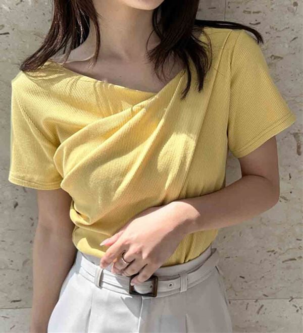 RANAN（ラナン）の「【ひんやり/UV対策】上品ドレープリブTシャツ（カットソー）」｜詳細画像