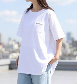 A HAPPY MARILYN（アハッピーマリリン）の「【Ｍ～８Ｌ】綿１００％！楽ちん裾ラウンドさらっと涼やかチュニック丈Ｔシャツ（Tシャツ）」｜詳細画像