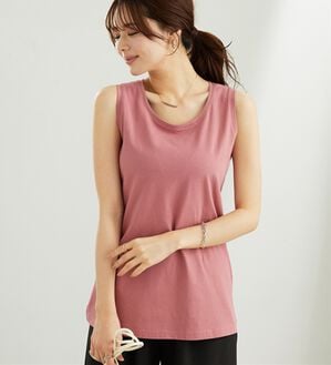 BELLUNA（ベルーナ）の「ヒンヤリ！綿１００％サマ見えタンクトップ（タンクトップ・キャミソール）」｜ピンク