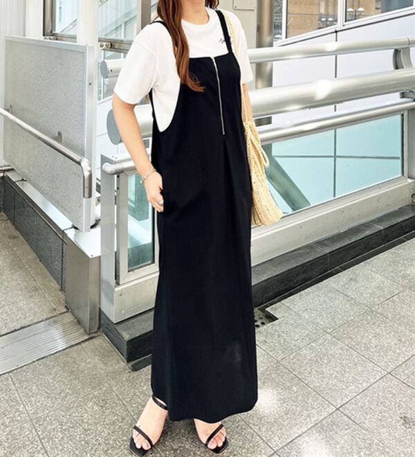 GeeRA（ジーラ）の「ハーフジップキャミワンピース（カットソーワンピース）」｜詳細画像