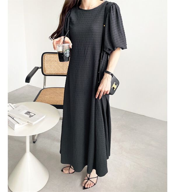 GeeRA（ジーラ）の「ボリューム袖楽ちん表面感ワンピース（カットソーワンピース）」｜詳細画像