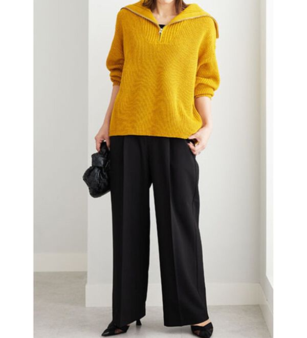 BELLUNA（ベルーナ）の「あぜ編ハーフジップニットプルオーバー（ニット・セーター）」｜詳細画像