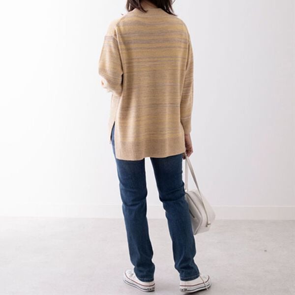 BELLUNA（ベルーナ）の「かすり調ハイネックニットチュニック（ニット・セーター）」｜詳細画像