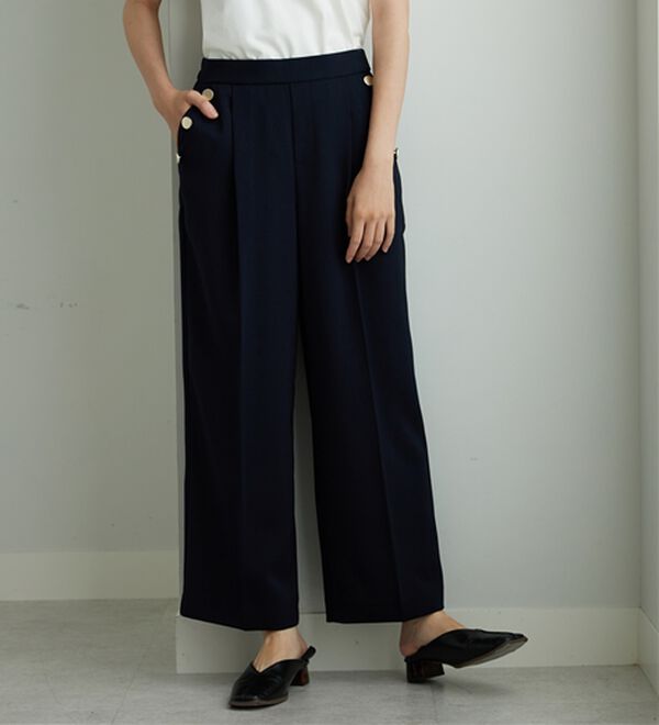 BELLUNA（ベルーナ）の「メランジストレッチ素材ワイドパンツ（ワイドパンツ・ガウチョ）」｜詳細画像