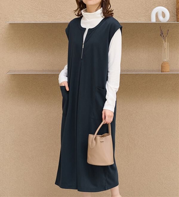 Viola e Viola（ヴィオラ エ ヴィオラ）の「なめらかポンチ　Iラインジャンスカ（ジャンパースカート）」｜詳細画像