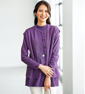 BELLUNA（ベルーナ）の「前後２ｗａｙベスト付ニットアンサンブル（アンサンブル）」｜パープル